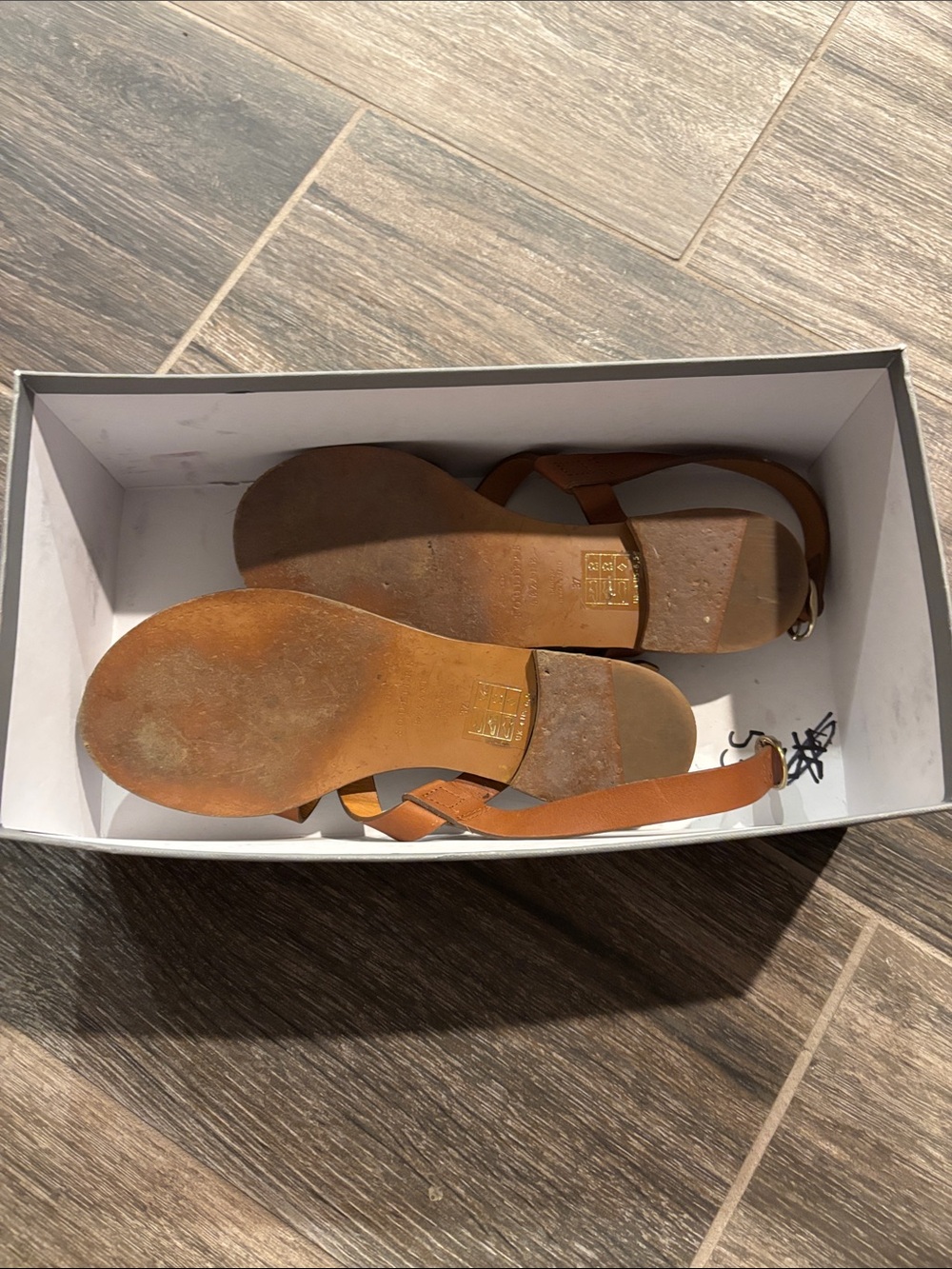 Sézane Brown Leather Strappy Sandals - Picture 2 of 3
